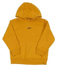 Hořčicová mikina s nápisem a kapucí Next