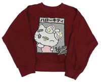 Vínová crop mikina s Hello Kitty