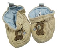 Béžové manšestrové capáčky s medvědy Mothercare