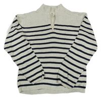 Tmavomodro-béžový pruhovaný sveter H&M