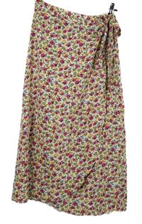 Nové - Dámska smotanová zavinovací kvetovaná sukňa New Look