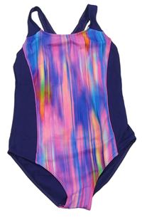 Fialovo-farebné vzorované jednodielne plavky F&F
