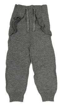 Sivé pletené tepláky s volánikmi Primark