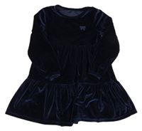 Tmavomodré zamatové šaty s výšivkou zn. Dunnes