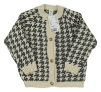 Nové - Khaki-smetanový vzorovaný propínací svetr H&M