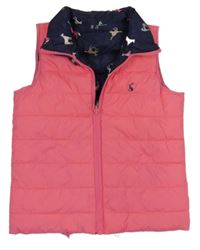 Tmavoružová šušťáková zateplená obojstranná vesta Joules