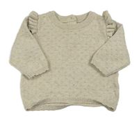 Světlebéžový vzorovaný svetr s volánky C&A