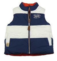 Tmavomodro-bílá šusťáková oboustranná zateplená vesta Next