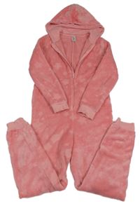Růžová chlupatá kombinéza s kapucí C&A