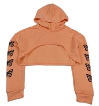 Lososová croop mikina s motýly a kapucňou