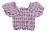 Růžovo-bílé kostkované crop tričko George