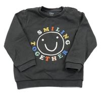 Tmavosivá mikina so smajlíkom a nápismi M&S