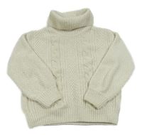 Smetanový vzorovaný žinylkový svetrový rolák C&A