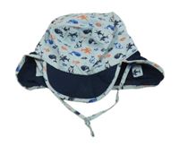 Světle-tmavomodrá kšiltovka s rybami 