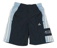 Tmavo-světlemodré šusťákové kraťasy Adidas