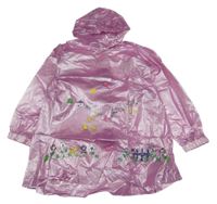 Světlerůžová metalická pláštěnka s obrázky s kapucí 