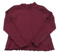 Vínové rebrované tričko H&M