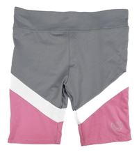 Šedo-bílo-růžové sportovní elastické kraťasy 