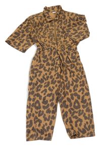 Béžovo-hnědý leopardí riflový culottes overal Next