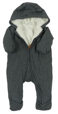Tmavosivá tepláková zateplená kombinéza s kapucňou H&M