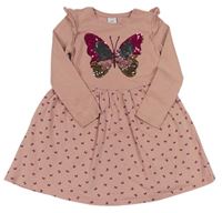 Svetlomodré bavlnené šaty s motýlkem z flitrů C&A