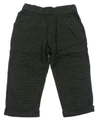 Čierno-sivé kockované plátenné nohavice Tu