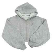 Sivá prepínaci crop mikina so srdiečkom a kapucňou Matalan