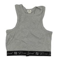 Sivý rebrovaný crop top River Island