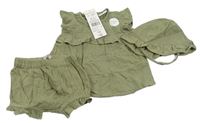 3set - Khaki šatová tunika + kraťasy + klobouk F&F