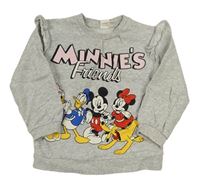 Šedá melírovaná mikina s Mickeym a volánky H&M