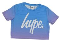 Modro-fialové crop tričko s nápisom Hype