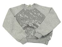 Sivá melírovaná crop mikina s flitrami H&M