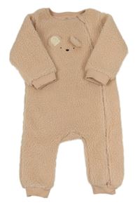 Starorůžový huňatý podšitý overal s medvídkem M&S