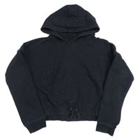 Čierna crop mikina s 3D logom a kapucňou Pineapple