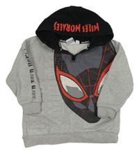 Sivo-čierna mikina so Spider-manem a kapucňou zn. Primark