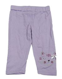 Levandulové crop legíny s mačkou