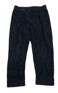 Tmavomodré žebrované sametové kalhoty 