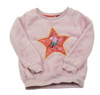 Svetloružová chlpatá mikina s hviezdou a Pepinou