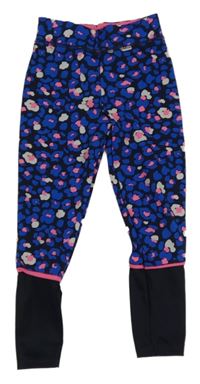 Tmavomodro-modro-růžové sportovní legíny Ergeenomixx