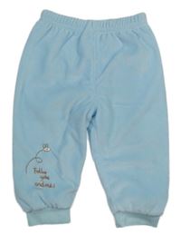 Světlemodré sametové zateplené kalhoty se včelkou