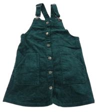 Tmavozelené manšestrové šaty s knoflíky Next