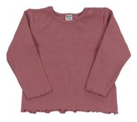 Ružové rebrované tričko s kroucenými lemy Dopodopo