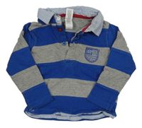 Tmavomodro-šedé pruhované polo triko se všitou košilí C&A