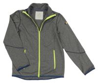 Sivá melírovaná prepínaci športová mikina s prúžkami Mini Boden