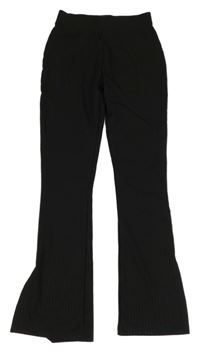 Čierne rebrované zvonové nohavice New Look
