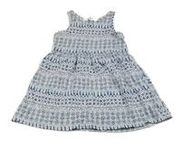 Bielo-modré vzorované bavlnené šaty H&M