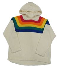 Smetanový svetr s proužky a kapucí Next