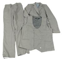 3set - Sivé spoločenské sako + kalhoty + vesta Pusley