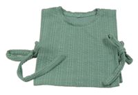 Zelený strukturovaný crop top so zavazováním na boku