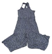 Čierny kvetovaný culottes overal H&M